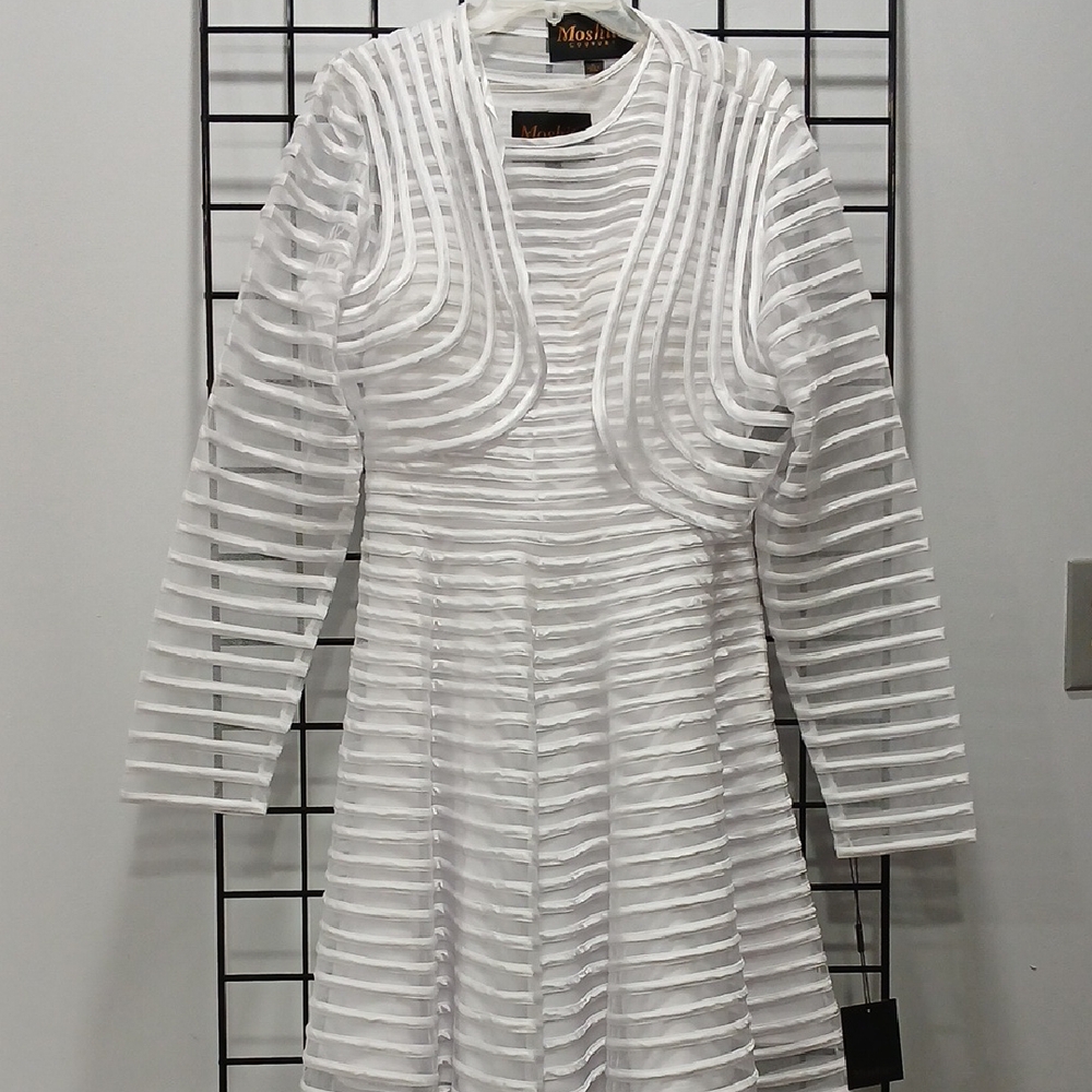 Elegant White Striped Dress